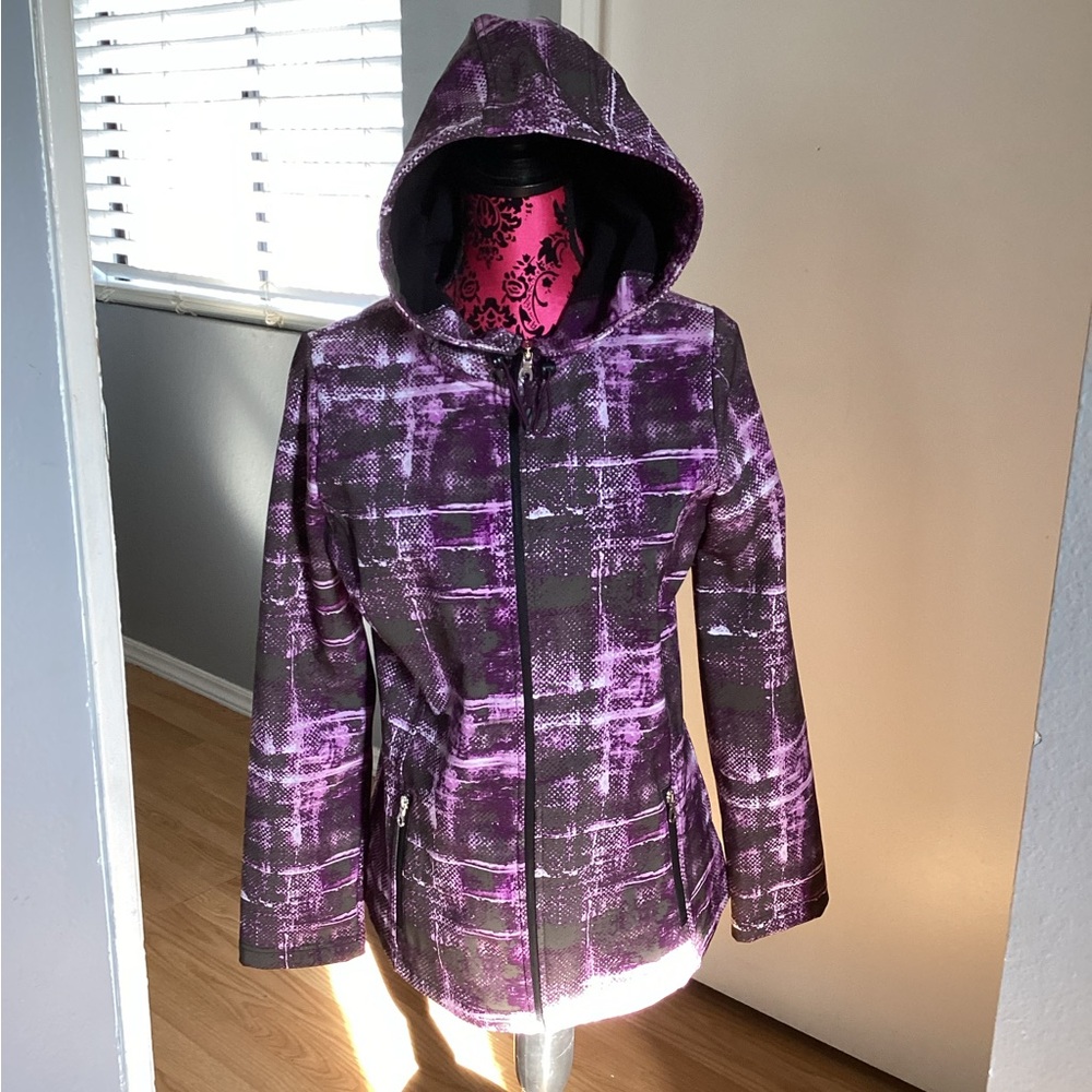 Purple Plaid Hooded Jacket - Picture 1 of 9
